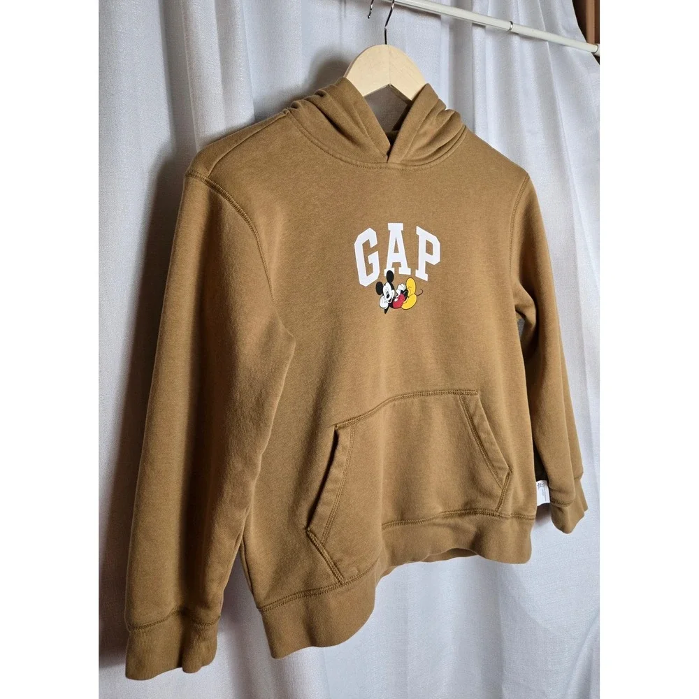 GAP Kids Hoodie‎ Sweatshirt Brown Mickey Mouse Graphic Pullover Size L 10